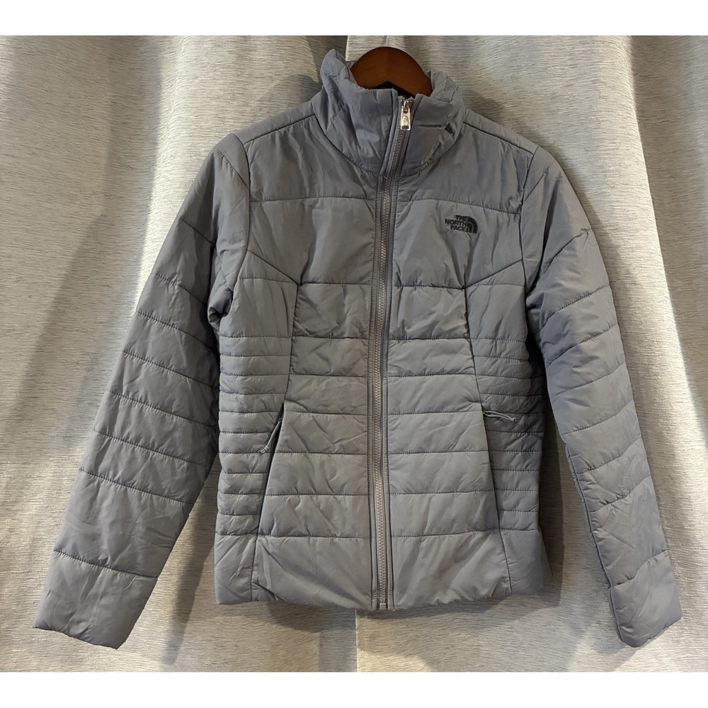 The North Face Womens Gray Quilted Full Zip Puffer Jacket Size Small